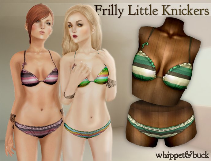 Whippet & Buck - Frilly Little Knickers STRIPED GREEN HILLS