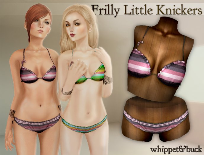 Whippet & Buck - Frilly Little Knickers STRIPED MORNING HAZE