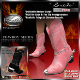 !Drakke! "Laredo" Fringed Cowboy Boots(Pink)   ~ SL Viewer 2 Ready (Alpha Mask Included)