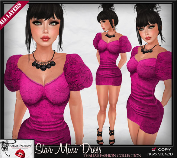 Thalia's Fashion: Star Mini Dress - Pink