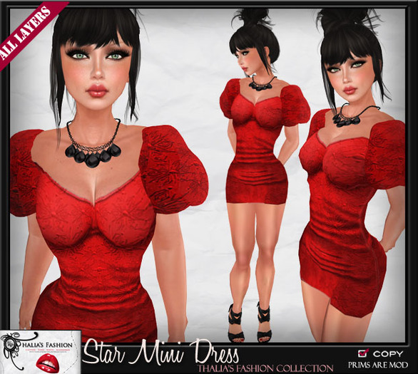 Thalia's Fashion: Star Mini Dress - Red