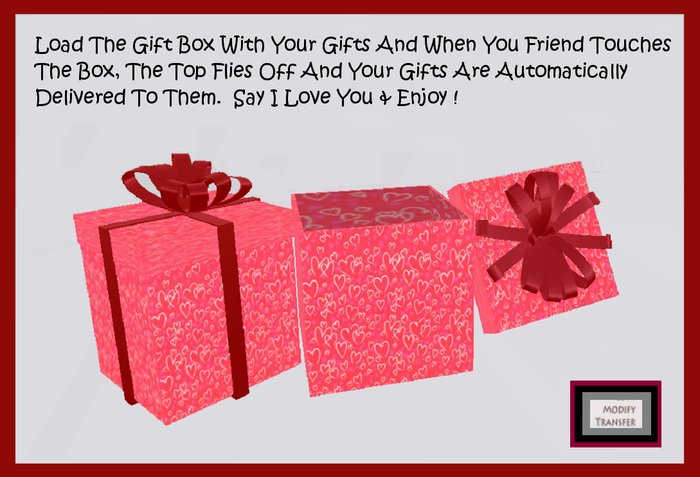 15 Gift Boxes - Red Hearts & Red Ribbon - Top Automatically Comes Off When Your Present Is Touched 