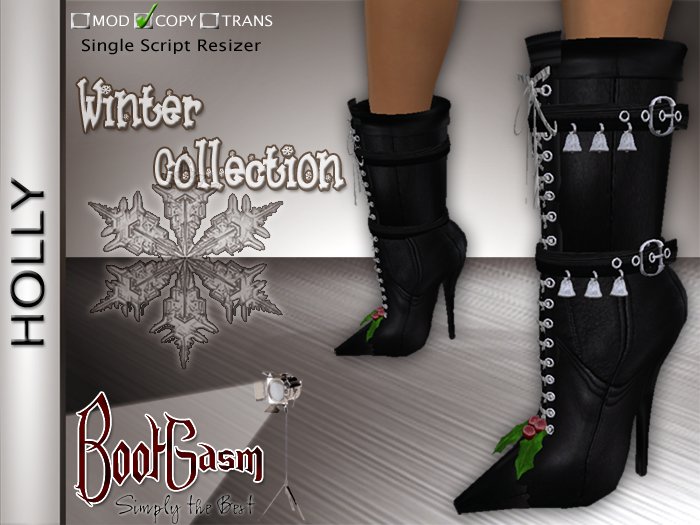 Bootgasm Holly Christmas Winter Boots Black
