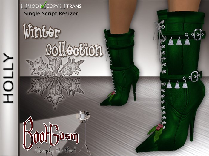 Bootgasm Holly Christmas Winter Boots Green