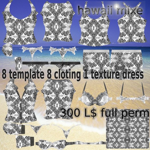 ensemble hawail blanc et noir couple mix
