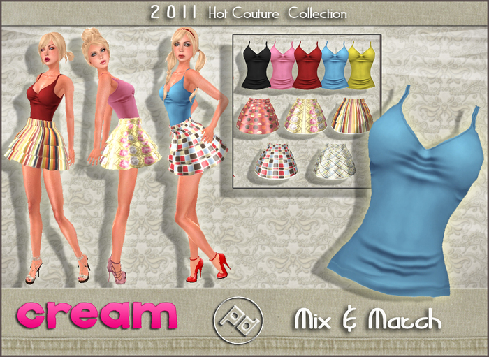::Poised:: Cream Blue Top - Mix & Match