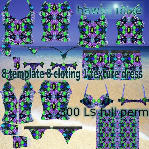 ensemble hawail violet bleu 2  couple mix