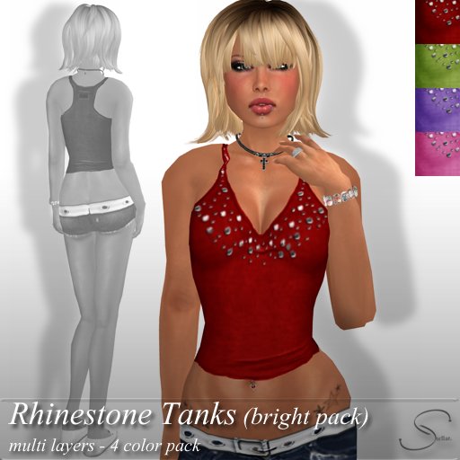 [Stellar] Rhinestone Tanks (bright pack)