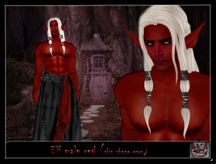 Second Life Marketplace - ..::AKA::.. Red Elf male (skin shape & ears)