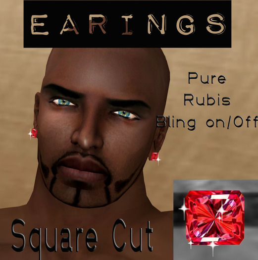 __EARINGS SQUARE CUT RUBIS