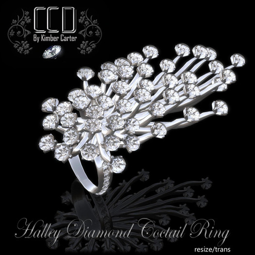 CCD - Halley cocktail Reflective Diamond Ring - Silver - Boxed