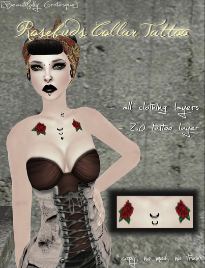 [Beautifully Grotesque] Rosebuds Collar Tattoo