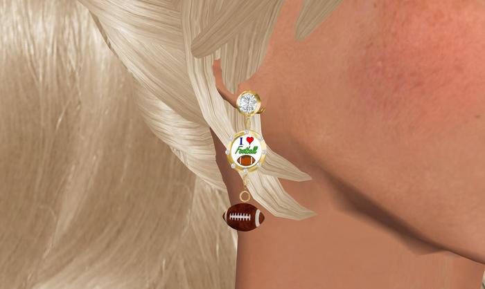 Gold and Diamond Football Earrings Photo Frame  - Touch to Change - Add Your Pictures!