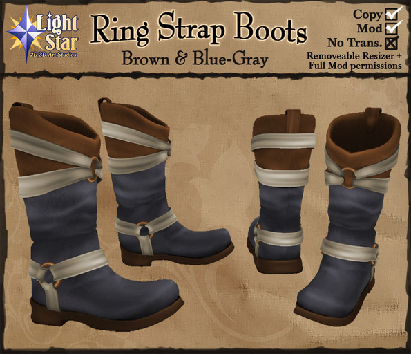 *LightStar - Ring Strap Boots-Brown&BlueGray