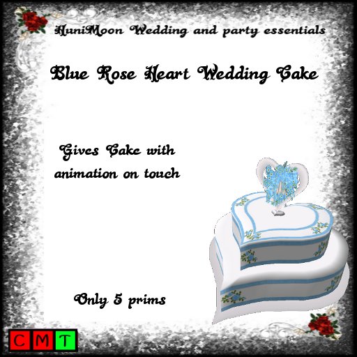 Blue Heart Rose Wedding Cake