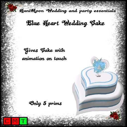 Blue Heart Wedding Cake