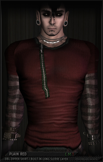 =Razorblade Jacket= [ZIPPER DBL SHIRT] Plain Red