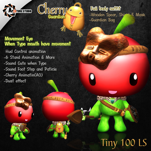 Tiny Cherry Guardian(Spear,Shield and Bag)