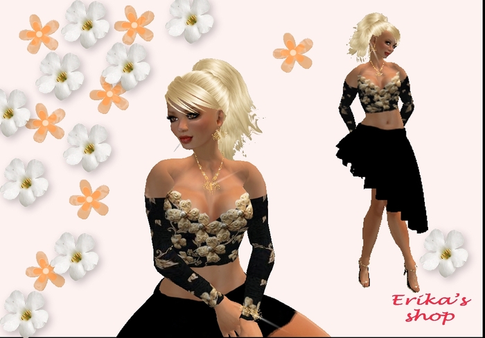 Black costume with golden flower