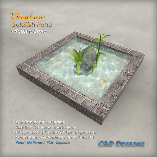 FISH: "Bamboo" Goldfish Pond - Square Style