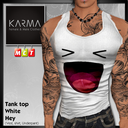 Karma - Tank Top White "Hey"