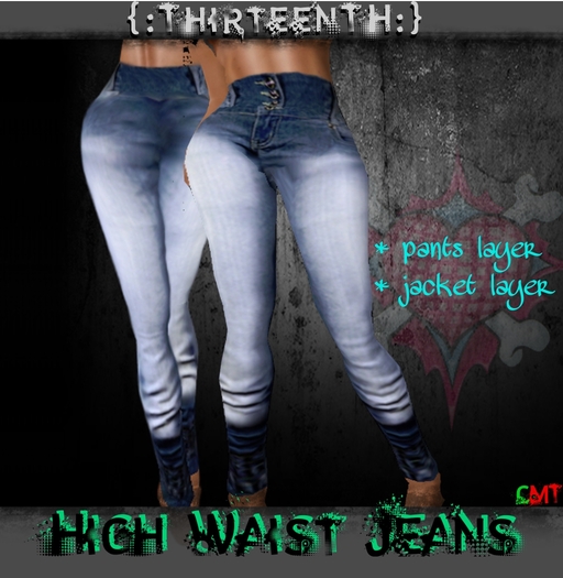 {:ThirteenTH:} High Waist Jeans_Blue Denim 