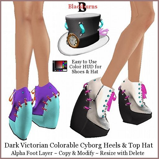 Dark Victorian Colorable Cyborg Heels & Top Hat