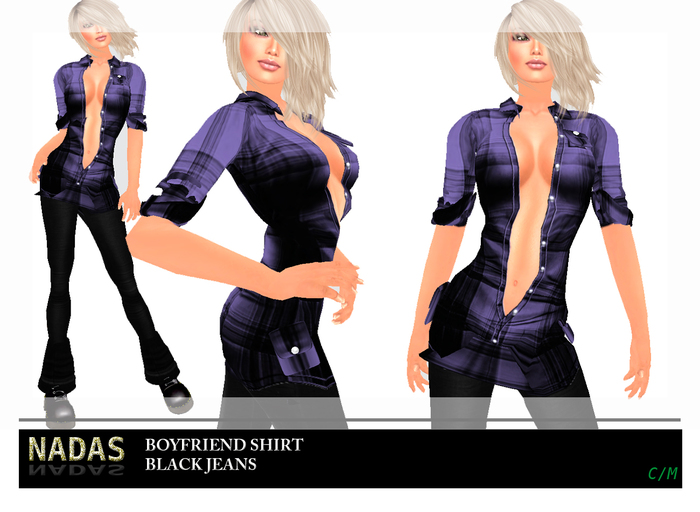 NADAS*MY BOYFRIEND SHIRT WITH JEANS LILA*