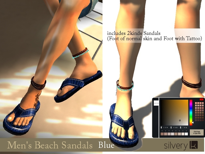 *:..Silvery K..:*Men's Beach Samdal (Blue)