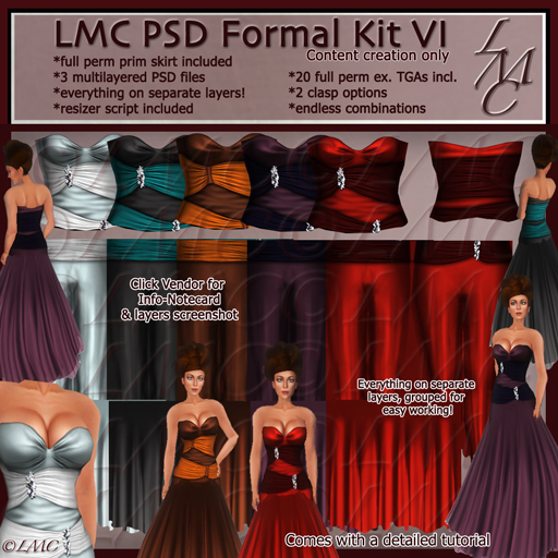 LMC Designer PSD Files & full perm prims - Formal Kit VI - BOM