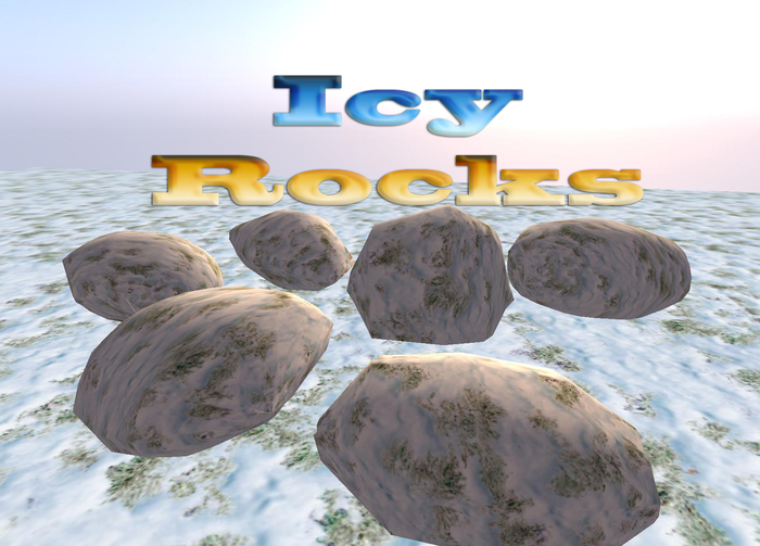 Winter Christmas Icy 6 Rocks Low Prim for ONLY L$ 99