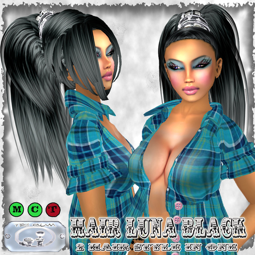 ---> T&S GLaMouR <--- Hair Long Straight ponytail LuNa Black