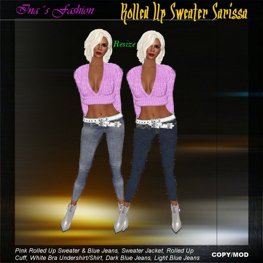 *NB* Ina Fashion - Rolled Up Sweater Pink (Resizer) (Boxed)