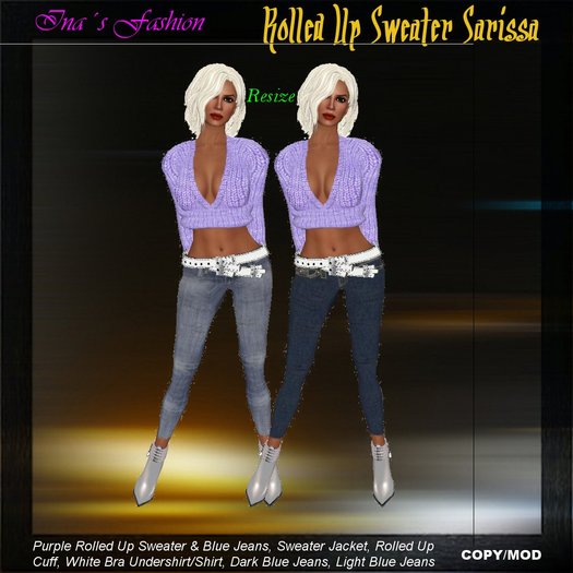 *NB* Ina Fashion - Rolled Up Sweater Purple (Resizer) (Boxed)