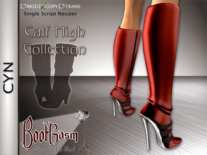 Bootgasm Cyn Metallic Calf High Boots Red