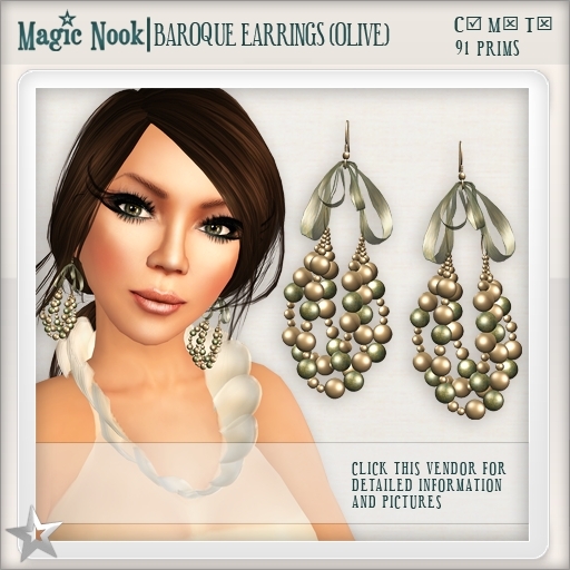 [MAGIC NOOK] Baroque Earrings (Olive)