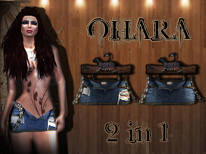 **OHARA Open Denim Skirt-Blue& Ripped Blue **