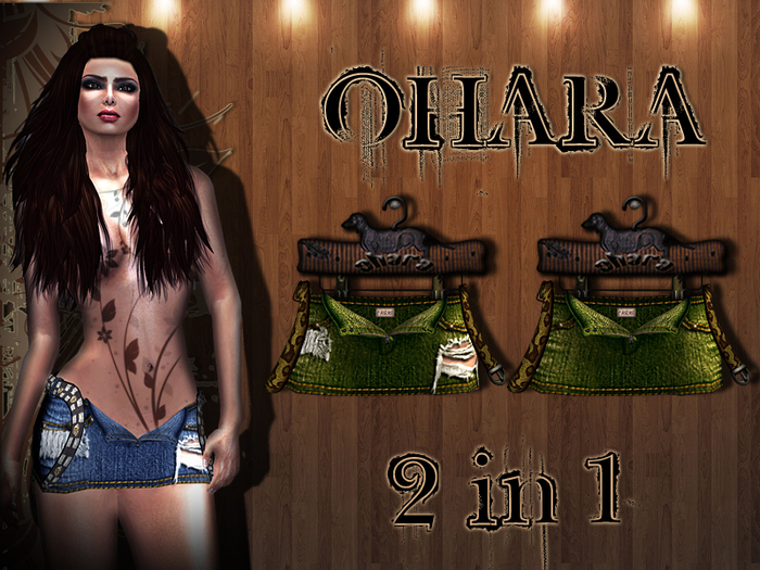 **OHARA Open Denim Skirt-Green & Ripped Green **