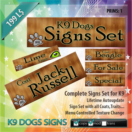 Second Life Marketplace - K9 Signs for Amaretto K9s Dogs Business and ...