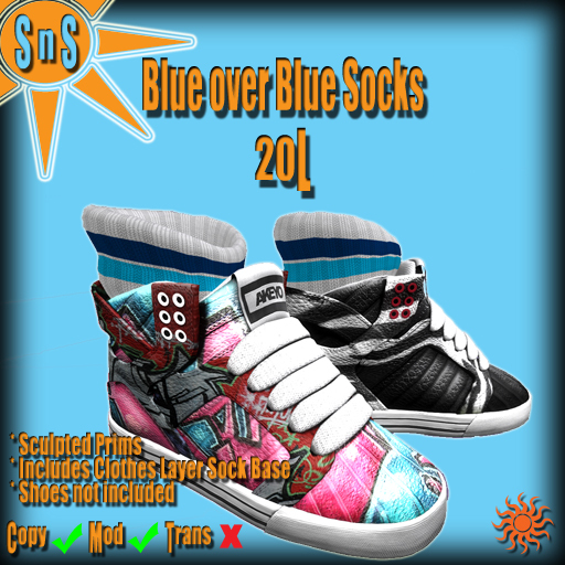 Sculpted Blue over Blue Socks