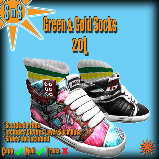 Sculpted Green & Gold Socks