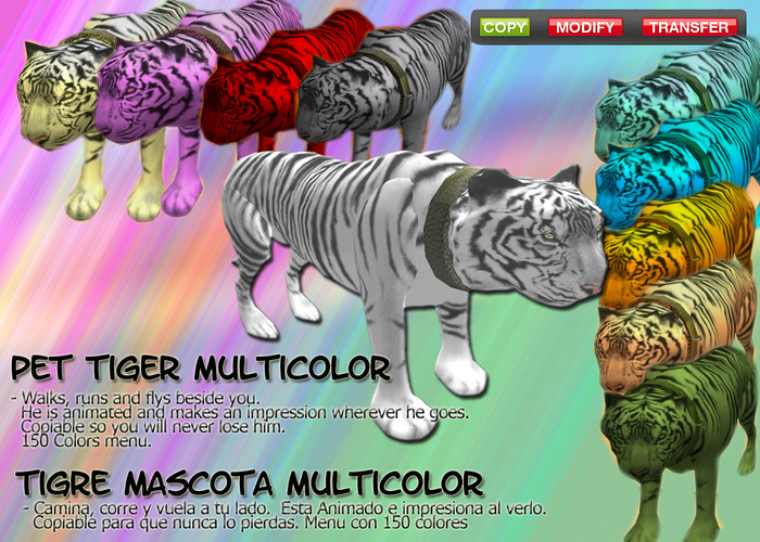 Pet Tiger Multicolor - Tigre Mascota Multicolor