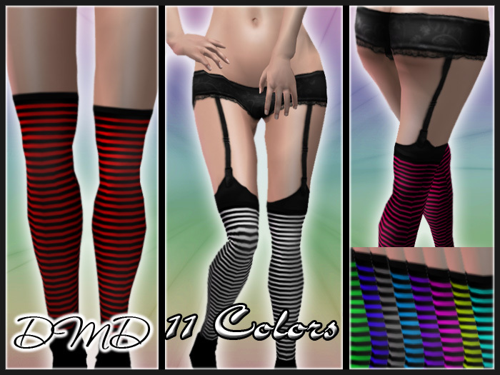 Goth Striped Overknee Socks 11 Colors