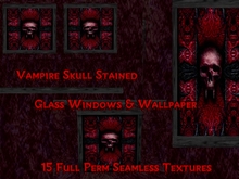 Vampire Skull Red Stained Glass & Wallpaper 15 FP Textures