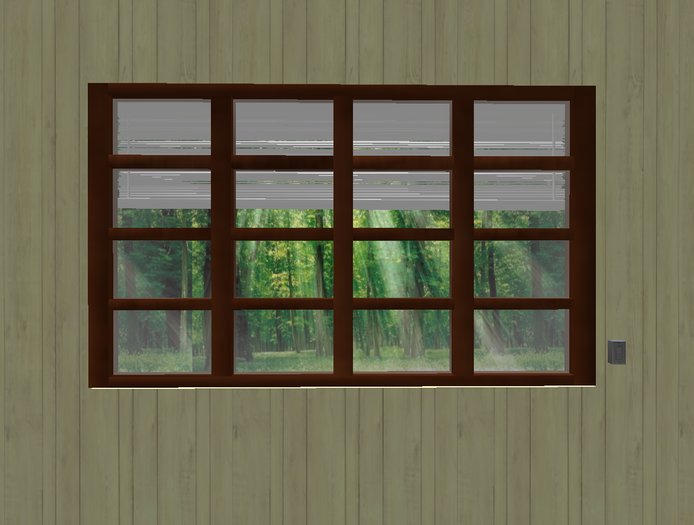 divided  glass windows whit blind  ウィンドウの
