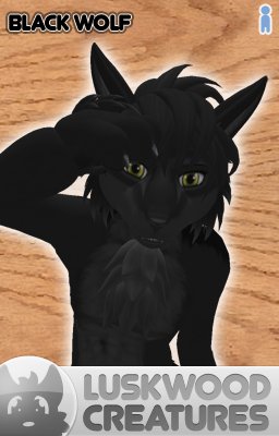 Luskwood Black Wolf Avatar - (Complete Male Furry Avatar)