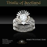 Exquisite Scotland Thistle Man's Platinum Diamond Ring