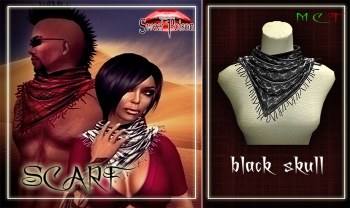`Sweet Poison` Black Skull Scarf