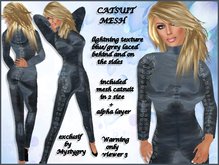 catsuit mesh laced blue grey