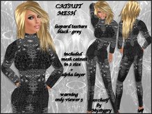 catsuit mesh with leopard texture black grey